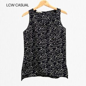 LCW CASUAL Women’s Navy with White Navaho Print & decorative Silver Zipp…